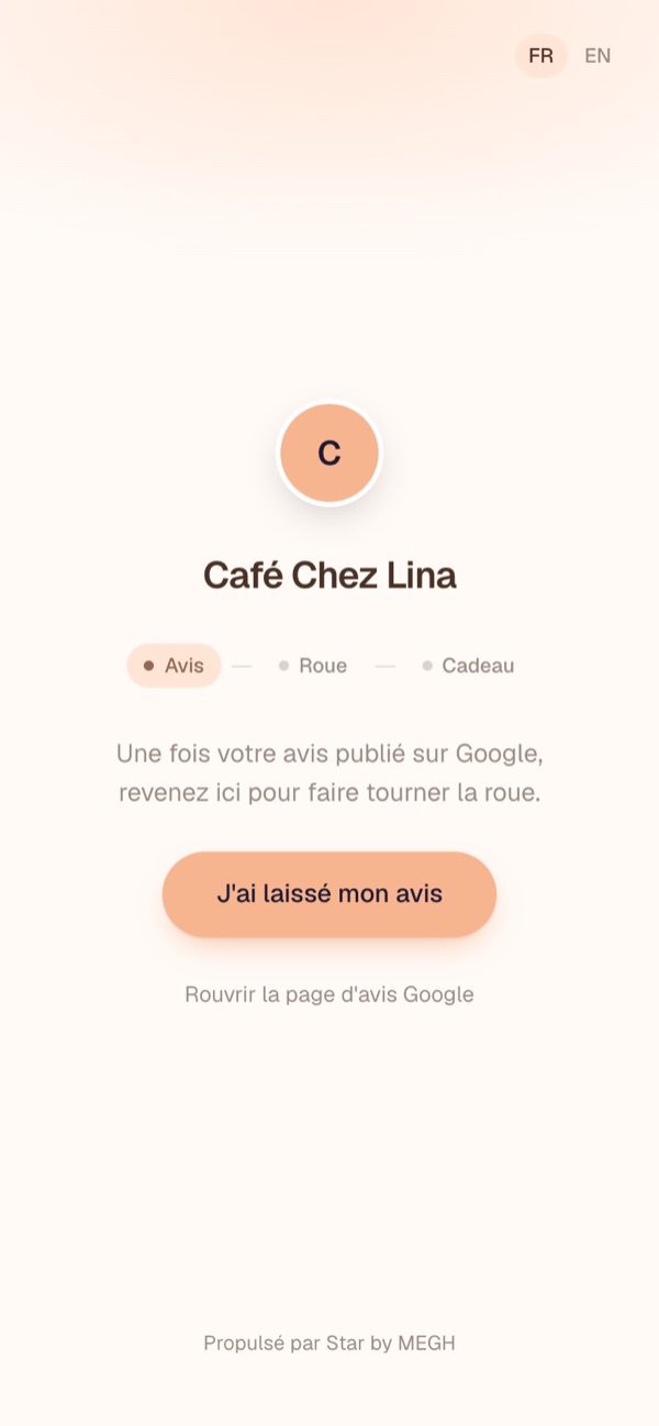 Étape de confirmation