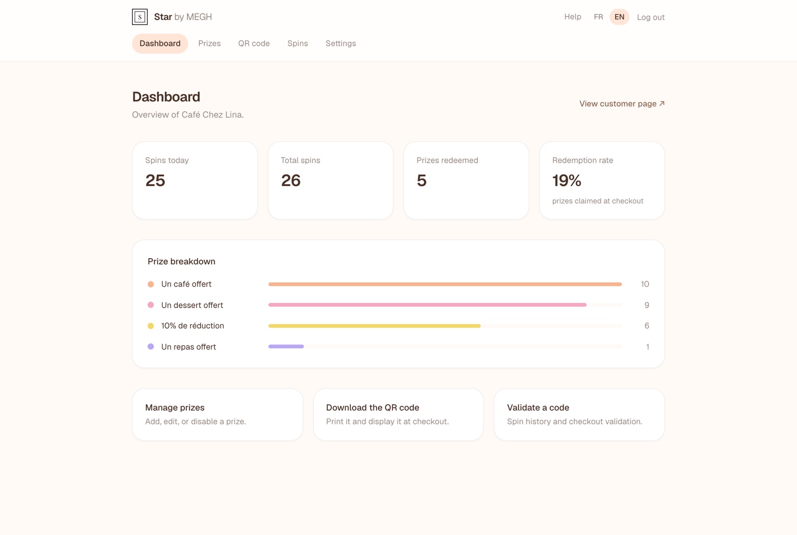 Merchant dashboard